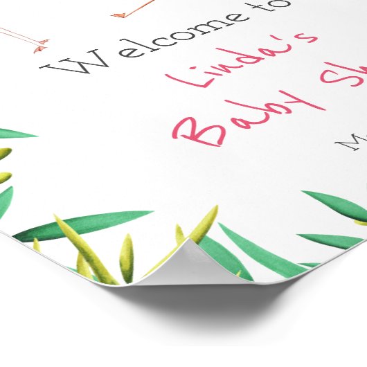 Schattige Tropisch Flamingo Twins Baby shower Poster (Hoek)