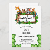 Schattige Tropisch Oerwoud Safari Wild One 1st Kaart (Voorkant / Achterkant)