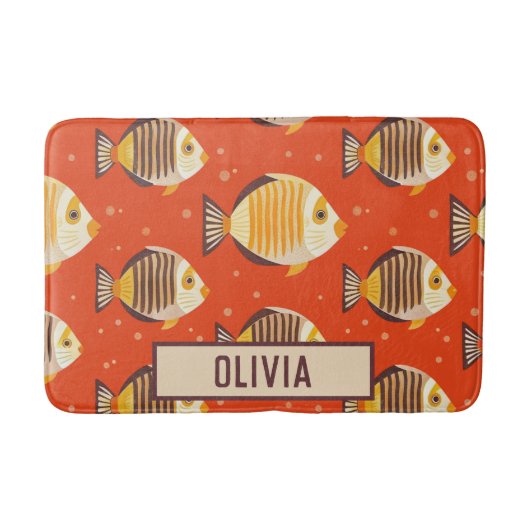 Schattige tropisch vissenpatroon badmat (Voorkant)