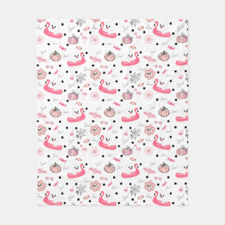 Schattige Tropische Halloween – Spoken & Flamingo Fleece Deken