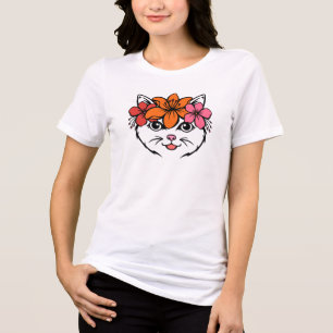 Schattige Tropische Kat Tri-Blend Shirt