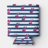 schattige tropische roze baby flamingo blauw gestr blikjeskoeler (Achterkant)