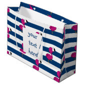 schattige tropische roze baby flamingo blauw gestr large cadeautasje (Voorkant Gekanteld)