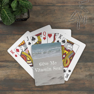 Schattige Tropische Strandgolven Zand Vitamine Zee Pokerkaarten