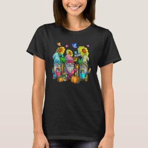 Schattige Tuinkabouters Met Vlinder Zonnebloemen T T-shirt
