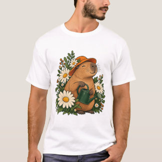 Schattige Tuinmanierde Capybara met Madeliefjes T-shirt