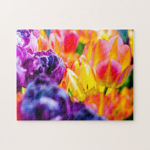 Schattige Tulpbloemen op een vloer in de lente Legpuzzel