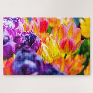 Schattige Tulpbloemen op een vloer Legpuzzel