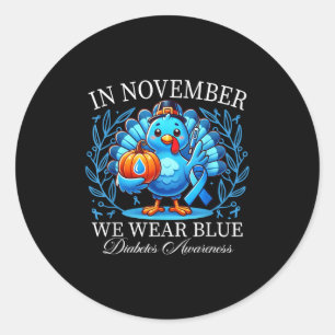 Schattige Turkije in november Draag Blue Diabetes  Ronde Sticker