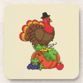 Schattige Turkije met Oogst Thanksgiving Bier Onderzetter (Voorkant)