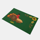 Schattige Turkije met Pumpkin Pie Thanksgiving Deurmat (Schuin)