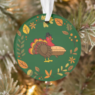 Schattige Turkije met Pumpkin Pie Thanksgiving Ornament