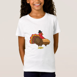Schattige Turkije met Pumpkin Pie Thanksgiving T-shirt