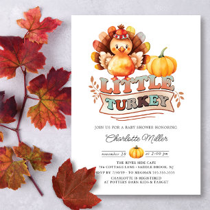 Schattige Turkije Thanksgiving Baby shower Kaart
