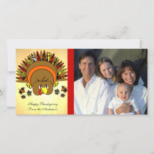 Schattige Turkije Thanksgiving familie fotokaart Feestdagenkaart