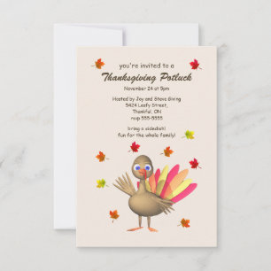 Schattige Turkije Thanksgiving Potluck Kaart