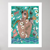 Schattige turquoise blauwe kinder ark van Noach ki Poster (Voorkant)