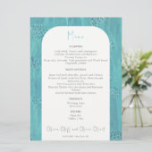 Schattige Turquoise Bloemen Bruiloft Menu (Staand voorkant)