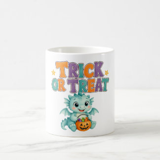Schattige turquoise draak en pompoen Halloween Koffiemok