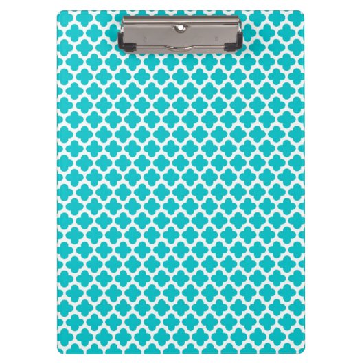 Schattige turquoise quatrefoil patroon klembord (Voorkant)