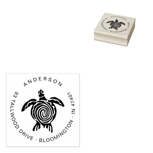 Schattige Turtle Modern Tropical Custom Retouradre Rubberstempel (Gestempeld)