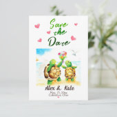 Schattige Turtle Wedding Save the Date Aankondigin (Staand voorkant)
