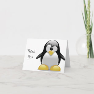 Schattige Tux Pinguïn Grappige Cartoon Kunst Bedankkaart