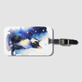 Schattige Tuxedo Cat Waterverf Illustratie Bagagelabel (Voorkant (horizontaal))