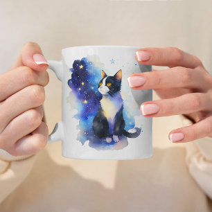 Schattige Tuxedo Cat Waterverf Illustratie Koffiemok