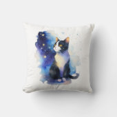 Schattige Tuxedo Cat Waterverf Illustratie Kussen (Voorkant)