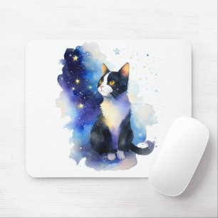 Schattige Tuxedo Cat Waterverf Illustratie Muismat
