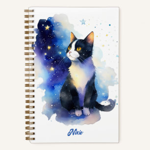 Schattige Tuxedo Cat Waterverf Illustratie Notitieboek