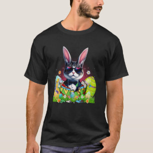 Schattige Tuxedo Kat & Konijnenoren In Paasei Pase T-shirt