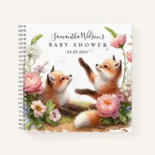 Schattige Twee Baby Foxes Baby shower gastenboek Notitieboek