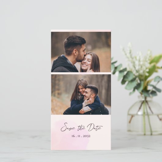 Schattige Twee foto's Huwelijk save de datum Uitno Feestdagenkaart (Staand voorkant)