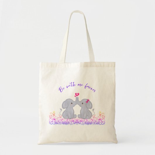 Schattige twee olifanten in liefde Canvas tas (Voorkant)