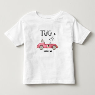 Schattige TWEE Snel Rood Race auto 2de verjaardag Kinder Shirts