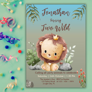 Schattige twee wilde safari leeuwen kinderen 2e ve kaart