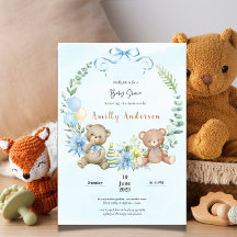 Schattige tweeling teddybeer floraal baby shower
