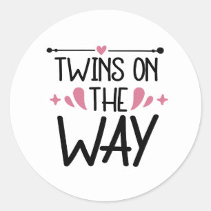 Schattige tweeling zwangerschapsaankondiging ronde sticker
