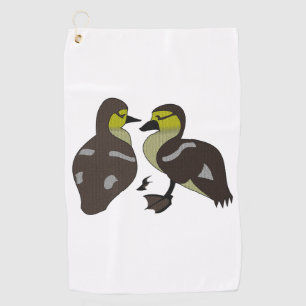 Schattige Twin Baby Ducking Huddling Cartoon Golfhanddoek