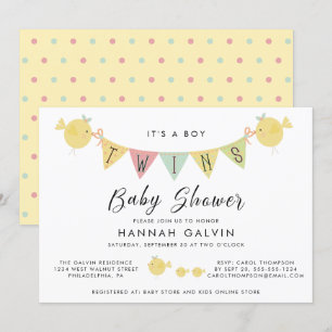 Schattige Twin Boys Baby shower Kaart