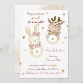 Schattige Twin Girls Baby shower Uitnodiging (Voorkant / Achterkant)