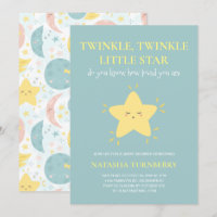 Schattige Twinkle Little Star Blauw Geel Baby show