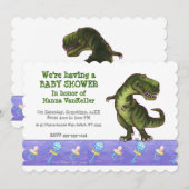 Schattige Tyrannosaurus-Baby shower Kaart (Voorkant / Achterkant)