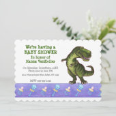 Schattige Tyrannosaurus-Baby shower Kaart (Staand voorkant)