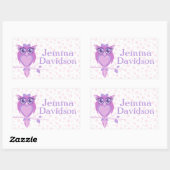 Schattige Uil boek bord naam paarse id label stick (Vel)