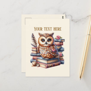Schattige uil boek liefhebbers briefkaart