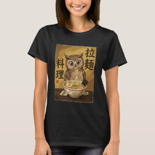 Schattige uil die ramennoedels eet Funny Japan Kaw T-shirt
