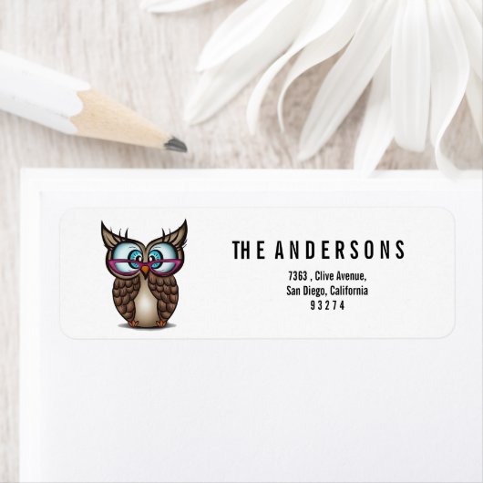 schattige uil etiket (Insitu)